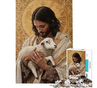 Puzzle da 1000 pezzi per adolescenti Gesù con agnello puzzle per adulti giochi rilassanti ma divertenti e spiritosi per compleanno Natale (dimensioni 50x75cm)