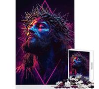 Puzzle da 1000 pezzi per adolescenti Gesù Cristo arte al neon giochi per famiglie divertimento in famiglia giocattolo antistress per migliorare l'amore tra le coppie (26x38cm)
