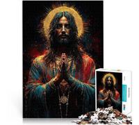 Puzzle da 1000 pezzi per adolescenti Gesù Cristo Arte digitale Giochi educativi Decorazione della casa con poster abbinato e foglio di quiz 75x50cm