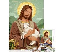 Puzzle da 1000 pezzi per adolescenti Gesù Cristo che tiene in braccio un agnello giocattolo decorazione da parete regalo divertente gioco per famiglie con pezzi completamente interconnessi e di forma