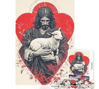 Puzzle da 1000 pezzi per adolescenti Gesù Cristo con l'agnello gioco rilassante regalo di compleanno giocattolo educativo che aiuta ad allenare il cervello (38x26cm)