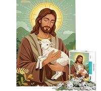Puzzle da 1000 pezzi per adolescenti Gesù Cristo con l'agnello puzzle da 1000 pezzi giocattolo decorativo per la casa analisi e logica compleanno (38x26cm)