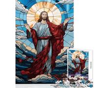 Puzzle da 1000 pezzi per adolescenti Gesù Cristo Vetrate decorative per la casa Giocattoli regali per donne Uomini Gioco educativo Migliorare l'amore tra coppie Dimensioni 38x26cm