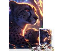 Puzzle da 1000 pezzi per adolescenti ghepardo con cucciolo giocattolo decorazione da parete regalo per compleanni gioco per famiglie allena il cervello e le mani dimensioni 38x26cm