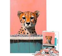 Puzzle da 1000 pezzi per adolescenti: ghepardo in una vasca da bagno piena di schiuma Puzzle da 1000 pezzi per la decorazione della casa giocattolo antistress ideale come regalo (38x52cm)