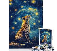 Puzzle da 1000 pezzi per adolescenti "Ghepardo sotto le stelle" - Gioco interattivo - Decorazione perfetta - Giocattolo educativo - Allena la tua mente e le tue mani (38x52cm)