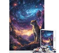 Puzzle da 1000 pezzi per adolescenti Ghepardo sotto un cielo cosmico Giocattoli antistress Regali di Babbo Natale segreto Giochi educativi Migliorare l'amore tra coppie Dimensioni 38x52cm