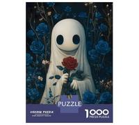 Puzzle Da 1000 Pezzi Per Adolescenti Ghost with Red Rose Puzzle Per Adulti Giochi Rilassanti Vacanza A Casa Passatempo Impegnativo Da Completare 38x26cm/1000pcs