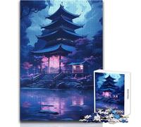 Puzzle da 1000 pezzi per adolescenti Giappone Casa sul lago Rilassante Tempo libero Preciso Incastro Precisione Giocattolo Dimensioni 38x52cm