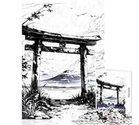Puzzle da 1000 pezzi per adolescenti Giappone porta Torii inchiostro nero decorazione per la casa giocattoli regali di Babbo Natale segreto gioco educativo aiuta a esercitare il cervello 38x26cm