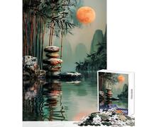 Puzzle da 1000 pezzi per adolescenti Giardino Zen Luna Giocattoli antistress Ottimo regalo per giochi divertenti Giochi difficili e stimolanti Dimensioni 38x52cm