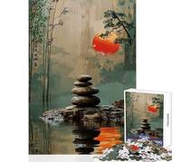 Puzzle da 1000 pezzi per adolescenti giardino zen tramonto decorazione per la casa giocattoli regalo di compleanno gioco rompicapo lista dei desideri con Babbo Natale dimensioni 38x26cm