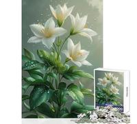 Puzzle da 1000 pezzi per adolescenti gigli bianchi con gocce di rugiada decorazione per la casa giocattoli regalo di compleanno giochi rilassanti per il compleanno Natale dimensioni 38x26cm