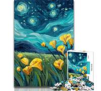 Puzzle da 1000 pezzi per adolescenti Gigli gialli nel cielo notturno 1000 pezzi per adulti, collezione di artisti di giochi intellettuali, belle arti 50x75cm