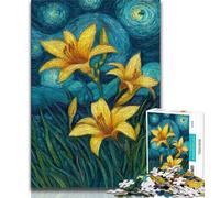 Puzzle da 1000 pezzi per adolescenti Gigli gialli nel cielo notturno, giocattoli per l'intrattenimento della famiglia, ideali come regalo per tutta la famiglia (38x26cm)