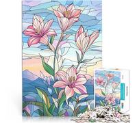 Puzzle da 1000 pezzi per adolescenti Gigli in vetro colorato Allena il tuo cervello e le tue mani Adatto per la decorazione del desktop 38x26cm