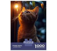 Puzzle Da 1000 Pezzi Per Adolescenti Ginger Cat Gazing at Light Puzzle Per Adulti Giocattoli Antistress Analisi E Logica Regalo Di Compleanno, Regali, 70x50cm/1000pcs