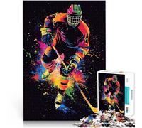 Puzzle da 1000 pezzi per adolescenti Giocatore di hockey su ghiaccio in azione Rompicapo con pezzi completamente interconnessi di forma casuale 38x26cm