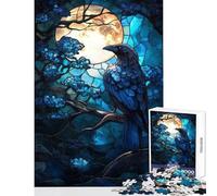 Puzzle da 1000 pezzi per adolescenti,giocattoli antistress con vetrate a forma di corvo,regalo per compleanni,giochi rilassanti Ogni pezzo è unico - dimensioni 38x26cm