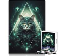 Puzzle da 1000 pezzi per adolescenti, giocattolo con sguardo felino color smeraldo, gioco intellettuale, vacanze a casa, regali di Babbo Natale segreto, dimensioni 38x52cm