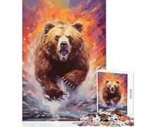 Puzzle da 1000 pezzi per adolescenti giocattolo educativo con orso grizzly ottimo regalo per giochi rompicapo con pezzi completamente interconnessi di forma casuale dimensioni 50x75cm