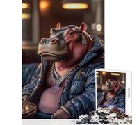 Puzzle da 1000 pezzi per adolescenti giocattolo hip-hop a forma di ippopotamo decorazione da parete regalo per donne e uomini gioco educativo per migliorare l'amore tra coppie dimensioni 50x75cm
