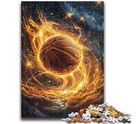 Puzzle da 1000 pezzi per adolescenti, gioco di basket con fiamme, ogni pezzo è unico - gioco divertente e stimolante per tutta la famiglia, 50x75cm
