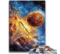 Puzzle da 1000 pezzi per adolescenti, gioco di basket con fiamme, ogni pezzo è unico - gioco divertente e stimolante per tutta la famiglia, 26x38cm