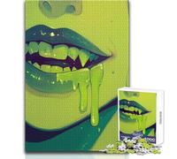 Puzzle da 1000 pezzi per adolescenti, gioco di puzzle con melma verde che gocciola, design accattivante, difficile, duro, opera d'arte, regalo, dimensioni 38x52cm