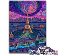 Puzzle da 1000 pezzi per adolescenti, gioco educativo psichedelico Eiffel, giocattolo, decorazione da parete, regali unici per compleanno e Natale, 50x75cm