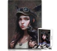 Puzzle da 1000 pezzi per adolescenti, gioco educativo "Ragazza avventurosa e corvo", regali per donne, regali di Babbo Natale segreto, dimensioni 38x26cm