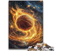 Puzzle da 1000 pezzi per adolescenti, gioco impegnativo di basket con fiamme, ideale come regalo per tutta la famiglia, 26x38cm