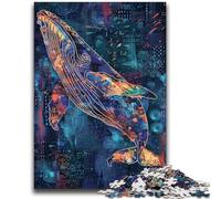Puzzle da 1000 pezzi per adolescenti, gioco per famiglie con balene magiche, antistress, sfida difficile, collezione di artisti, belle arti, 50x75cm