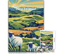 Puzzle da 1000 pezzi per adolescenti, gioco rompicapo "Pascoli della Nuova Zelanda", gioco di velocità manuale, ottimo regalo per i giochi (dimensioni 38x26cm)