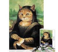 Puzzle da 1000 pezzi per adolescenti Gioconda Gatto Parodia Pittura Decorazione per la casa Giocattoli Opere d'arte Regalo Giochi divertenti Allena il tuo cervello e le tue mani Dimensioni 38x26cm