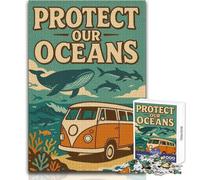 Puzzle da 1000 pezzi per adolescenti, Giornata della Terra, Proteggiamo i nostri oceani, Gioco educativo per famiglie, Regalo di compleanno, Opera d'arte, Dimensioni 50x75cm