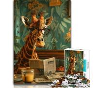 Puzzle da 1000 pezzi per adolescenti Giraffa che legge, giochi educativi, decorazioni per la casa, ideali come regali per tutta la famiglia, 75x50cm