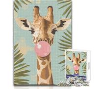 Puzzle da 1000 pezzi per adolescenti Giraffa che soffia gomma da masticare Gioco educativo per famiglie Sfida difficile Regalo di compleanno Dimensioni 38x52cm