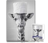 Puzzle da 1000 pezzi per adolescenti Giraffa con carta igienica Cappello Giocattolo Gioco intellettuale Vacanza a casa Uccidere il tempo Regali di Babbo Natale segreto Dimensioni 38x52cm