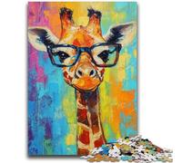 Puzzle da 1000 pezzi per adolescenti, giraffa con gli occhiali, puzzle per adulti, antistress, per ammazzare il tempo in casa, per migliorare l'amore tra coppie (38x26cm)