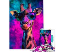 Puzzle da 1000 pezzi per adolescenti giraffa con sguardo al neon rompicapo sfida difficile da completare (dimensioni 38x26cm)