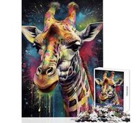 Puzzle da 1000 pezzi per adolescenti Giraffa Dipinta Decorazione per la casa Giocattoli Opere d'arte Regalo Giochi divertenti Allena il tuo cervello e le tue mani Dimensioni 38x52cm