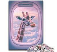 Puzzle da 1000 pezzi per adolescenti Giraffa fuori dal finestrino dell'aereo, gioco stimolante e gioco per famiglie con pezzi completamente interconnessi di forma casuale 50X75CM