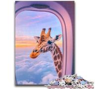 Puzzle da 1000 pezzi per adolescenti Giraffa fuori dal finestrino dell'aereo, per 14+ anni Gioco impegnativo come regalo per tutta la famiglia e gli amici 50X75CM