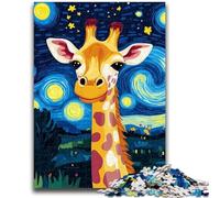 Puzzle da 1000 pezzi per adolescenti, giraffa nel cielo notturno, puzzle da 1000 pezzi, antistress, per ammazzare il tempo, lista dei desideri con Babbo Natale (75x50cm)
