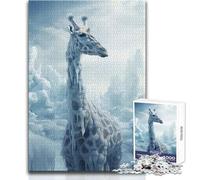 Puzzle da 1000 pezzi per adolescenti Giraffa nel mondo di ghiaccio Giocattoli Giochi educativi Ma divertenti e umoristici Opera d'arte Regalo Dimensioni 38x26cm