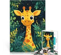 Puzzle da 1000 pezzi per adolescenti Giraffa sorridente nella giungla Gara di velocità delle mani è ideale come regalo per tutta la famiglia 52x38cm