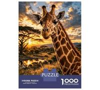 Puzzle Da 1000 Pezzi Per Adolescenti Giraffe at Sunset in The Savanna Puzzle Giochi Divertenti Regalo Decorativo Perfetto Per Amici E Familiari 70x50cm/1000pcs