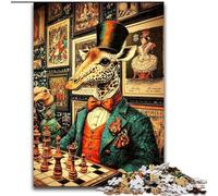 Puzzle da 1000 pezzi per adolescenti Giraffe che giocano a scacchi, adatto a persone dai 14 anni in su Difficile da completare ma divertente e spiritoso Ottimo regalo (dimensioni 26x38cm)