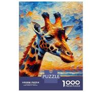 Puzzle Da 1000 Pezzi Per Adolescenti Giraffe Sunset Oil Painting Puzzle Gioco Per Famiglie Regali Per Donne Divertimento A Casa Attività, 70x50cm/1000pcs